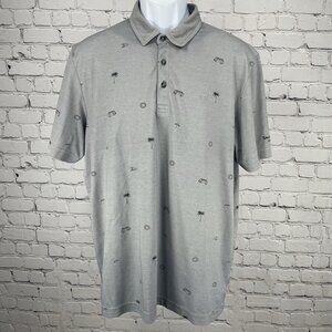 Travis Mathew Grey Spanish Oaks Golf Club Button Short Sleeve Polo Size Large L